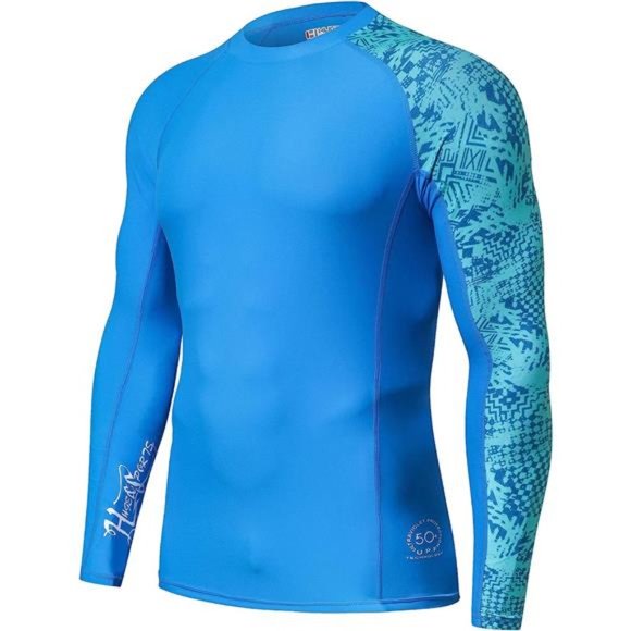 Swim | Mens Rash Guard Long Sleeves Uv Sun Protection Upf 5 Skins Blue ...